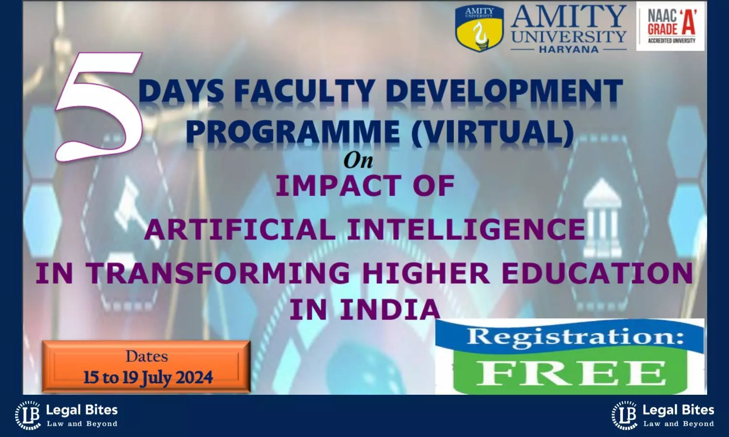 Faculty Development Programme on The Impact of AI in Transforming Higher Education | Amity Law School Gurugram