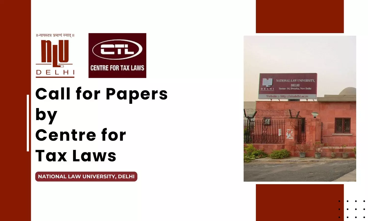 Call for Papers by Centre for Tax Laws  NLU Delhi