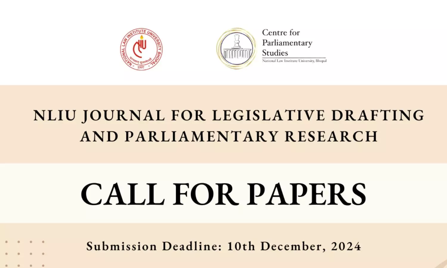 Call for Papers JLDPR - Journal for Legislative Drafting and Parliamentary Research Volume III  NLIU Bhopal