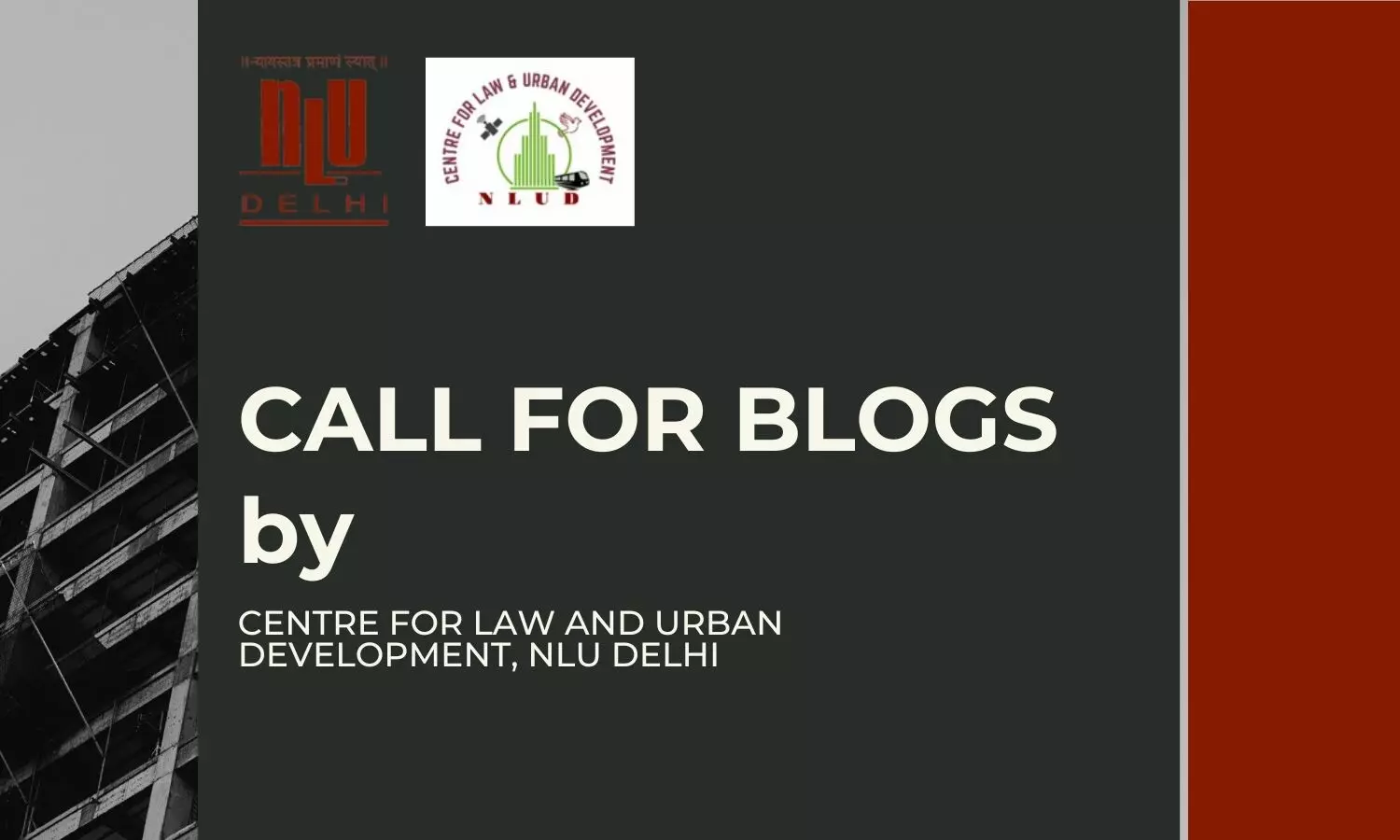 Call for Blogs Centre for Law and Urban Development  NLU Delhi