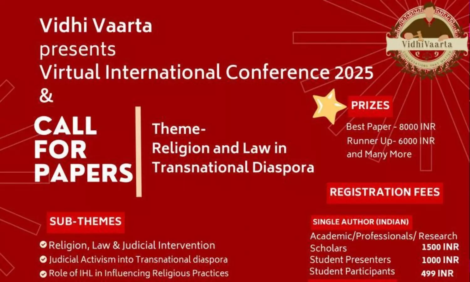 Call For Papers: International Virtual Conference on Religion and Law in Transnational Diaspora | Vidhi Vaarta