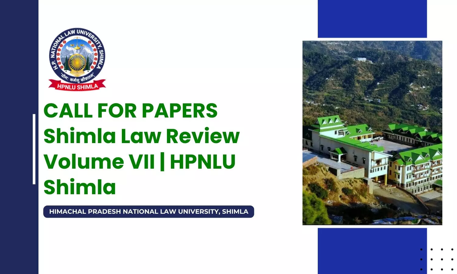 Call for Papers Shimla Law Review Volume VII  HPNLU Shimla